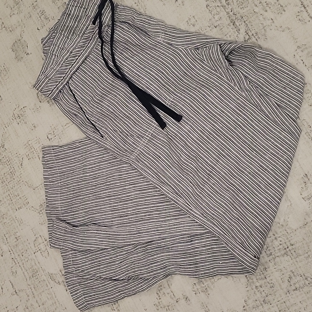Caslon Black And White Striped 100% Linen Pants